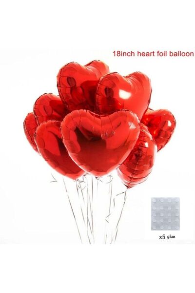 Choice 5Pcs 18inch Red 5/10Pcs 18inch Red Love Heart Shape Foil Balloons With...