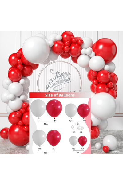 Choice Other Set 1 100 pieces of red and white balloon arch set, suitable for...