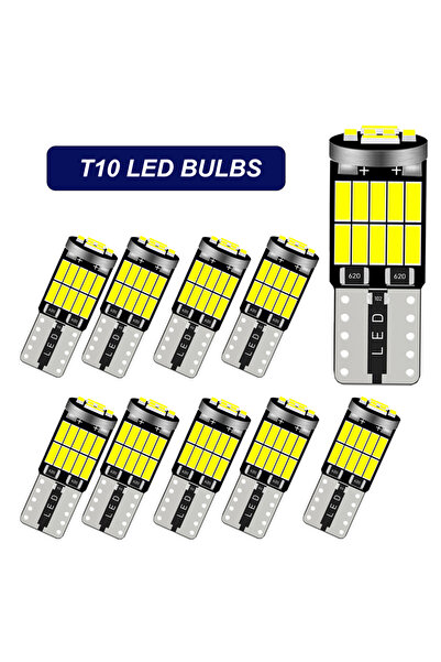 Choice7 10pcs white 2/10x W5W T10 LED Bulbs Canbus 4014 SMD Super Bright 168 ...