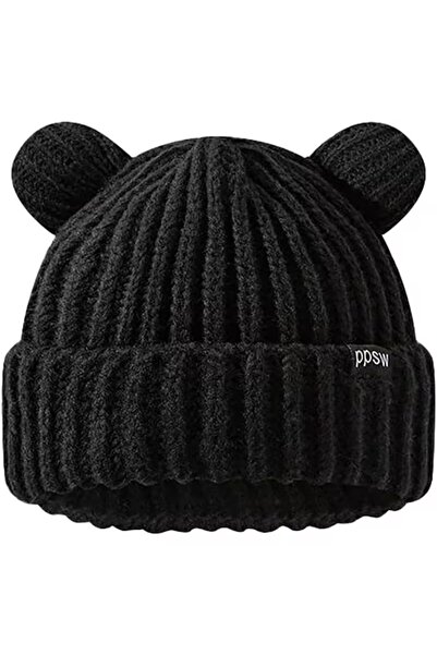 Choice قبعة نسائية سوداء من القطيفة بتصميم آذان الدب، قبعة صوفية بنية ناعمة و...