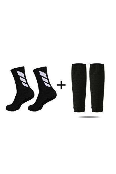 Choice جوارب كرة قدم سوداء (طقم واحد) مع أغطية للجوارب، جوارب مطاطية مانعة لل...