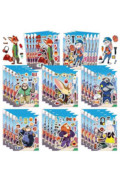 Choice ٨ ملصقات (٨/١٦ قطعة) ملصقات زوتوبيا "اصنع وجهًا" لوازم حفلات، هدايا أع...