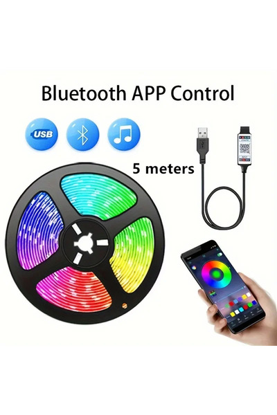 Choice 5m RGB LED Strip Lights USB Smart Bluetooth APP Control Led Flexible L...
