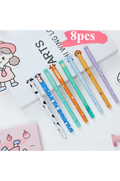 Choice ٨ أقلام جل ملونة قابلة للمسح بتصميم كرتوني، ٨ ألوان، تصميم كرتوني لطيف...