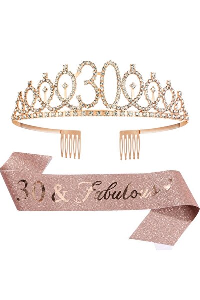 Choice تاج ذهبي وردي - وشاح عيد ميلاد للنساء والفتيات في أعياد الميلاد 18، 21...