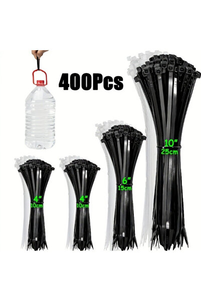 Choice مجموعة ربطات كابلات سوداء متعددة الأحجام، 400 قطعة، ربطات نايلون متينة...