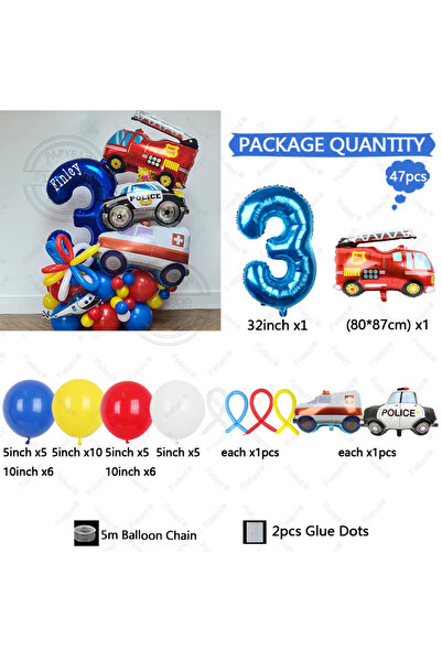 Choice 32 بوصة، 3، 47 قطعة، بالونات فويل كرتونية على شكل سيارات، أعمدة، طائرا...