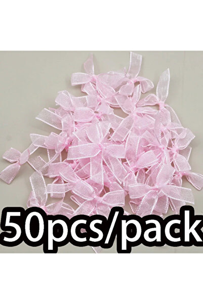 Choice 3.5 × 4.5 سم، وردي (50 قطعة) فيونكات صغيرة من شريط الأورجانزا، 3.5 × 4...
