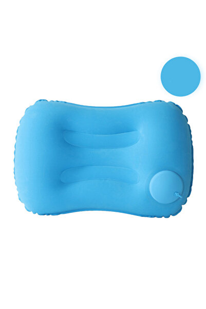 Choice SKY BLUE 1pc Press And Inflate Portable Neck Pillow, Detachable For Cl...