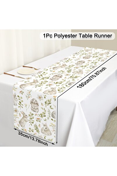 Choice 04 Easter Rabbit Table Runner Bunny Egg Table Cover For Home Kitchen D...