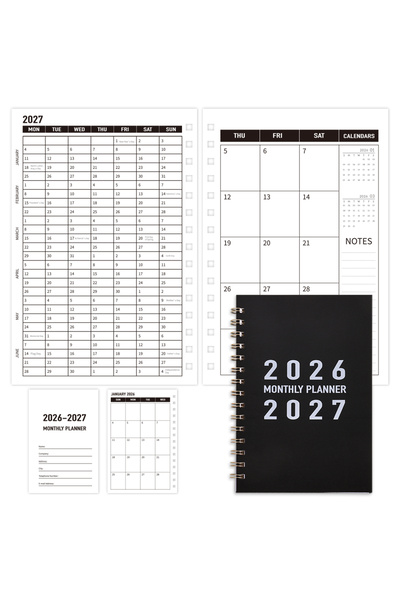 Choice Black Planner Student Monthly Planner 2026-2027 PVC Cover For School 2...
