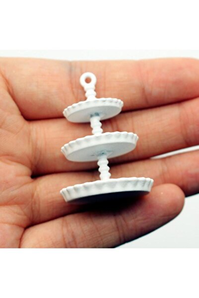 Choice صينية كيك صغيرة بيضاء اللون، قطعة واحدة، نموذج مصغر لبيت الدمى، حامل ك...