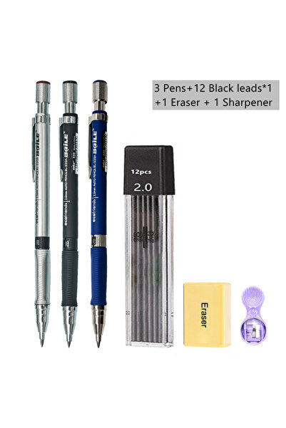 Choice مجموعة أقلام رصاص ميكانيكية سوداء، مقاس 2.0 مم، مع عبوة إعادة تعبئة من...