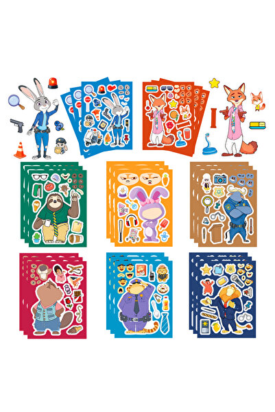 Choice ٨ أوراق/١٦ ورقة ملصقات أحجية ديزني اللطيفة من زوتوبيا جودي نيك اصنع وج...