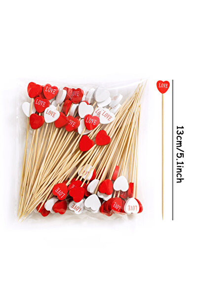 Choice ١٠٠ قطعة من أعواد الخيزران على شكل قلب للاستخدام مرة واحدة، أعواد طعام...