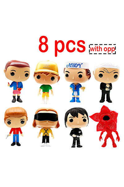 BANDAI ٨ قطع مع علبة، ٨ قطع من مجسمات شخصيات مسلسل Stranger Things: إليفن/ستي...