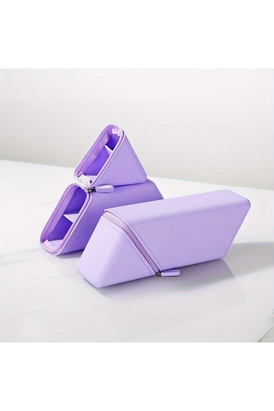 Choice علبة أقلام سيليكون قابلة للطي باللون الأرجواني - حقيبة أقلام كبيرة الس...