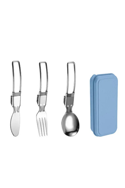 Choice Blue Set 1/3PC Mini Portable Stainless Steel Cutlery Set Spoon Fork fo...