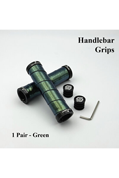 Choice green 1 Pair Gradient Color Dual-Sided Lock-On Mountain Bike Grips, fo...