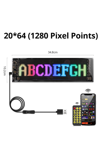 Choice 10x35CM 20x64 LEDs Double Row Display RGB LED Matrix Pixel Panel Scree...