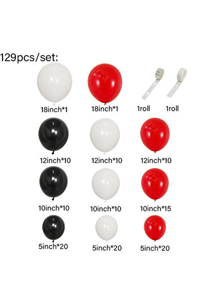 Choice as the picture as the picture 129Pcs/set Red Black White Arch Balloon ...