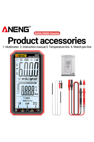 ANENG 620A red Multimeter 6000 Count Multimetro Test 620A AC/DC Voltage Teste...