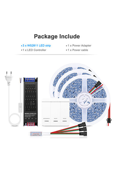Choice شريط إضاءة LED أبيض طبيعي 3 قطع، مزود بقابس طاقة أوروبي، بطول 5 أمتار،...