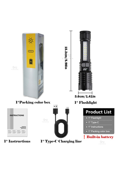 Choice ZOOM D-ABS plastic White Laser High Power Flashlight USB C Rechargeabl...