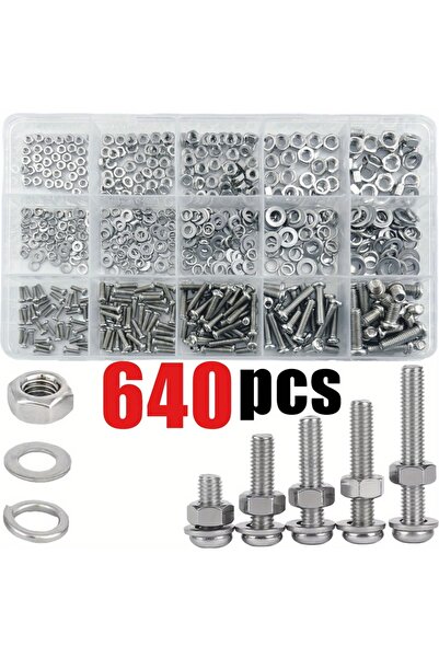 Choice 640PCS M2 M2 5 M3 M4 M5 Hex Screw Nuts and Bolts Assortment Kit Metal ...