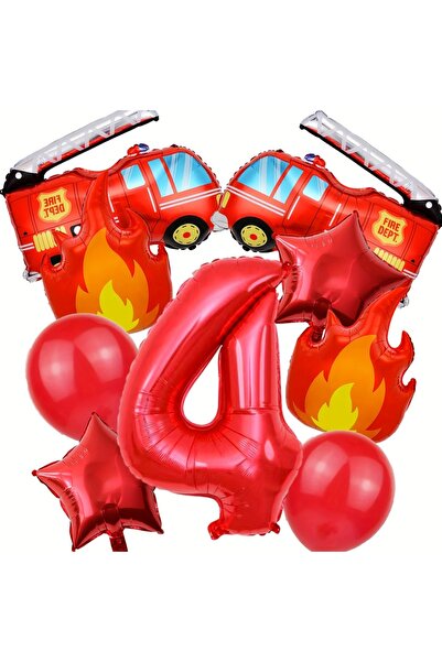 Choice other 4 9pcs Fire Truck Flame Balloon 32 Inch Red Number 0-9 Birthday ...