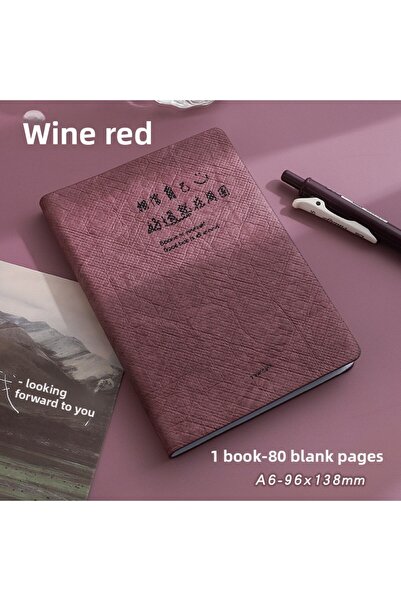 Choice A6 Burgundy No Anxiety Pleated Leather Face Book A6 Blank Thickened Po...