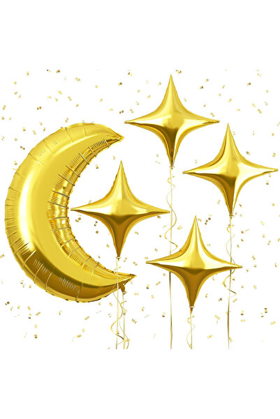 Choice كما هو موضح في الصورة، 5 قطع/مجموعة بالونات هيليوم ذهبية على شكل هلال ...