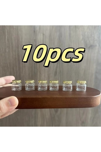 Choice 10pcs 10pcs Exquisite Mini Glass Bottle Kitchen Model with Golden Caps...