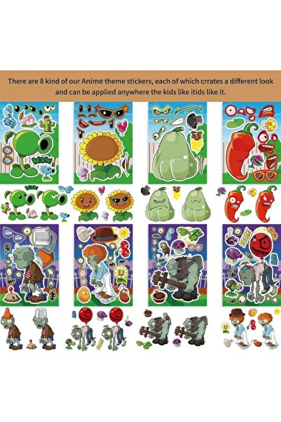 Choice 15x21cm 16 Sheets 16 Sheets / Pack Plant Vs Zombies Make Your Own Face...