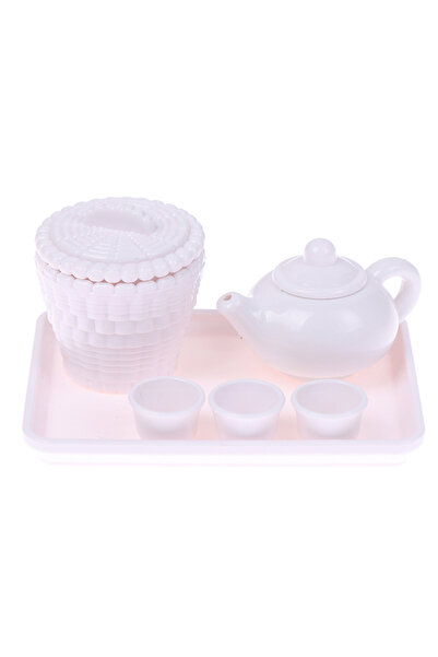 Choice طقم شاي مصغر لبيت الدمى، 6 قطع/طقم، بمقياس 1:12، يتضمن إبريق شاي، أكوا...