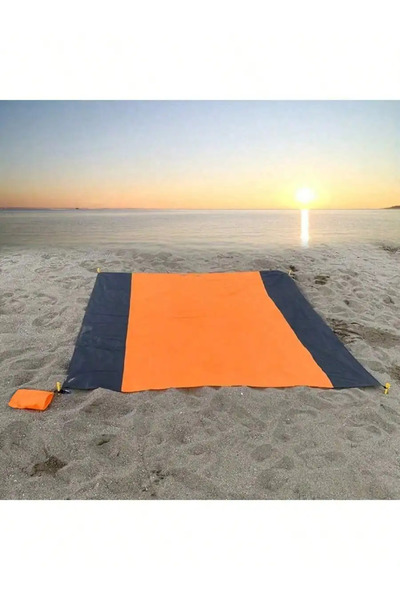 Choice Orange Waterproof Sandproof Beach Blanket, Foldable Beach Mat With 4 C...