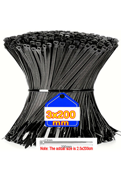 Choice7 ٥٠٠ قطعة BK3x200mm ١٠٠٠/١٠٠ قطعة من أربطة الكابلات البلاستيكية المصنو...