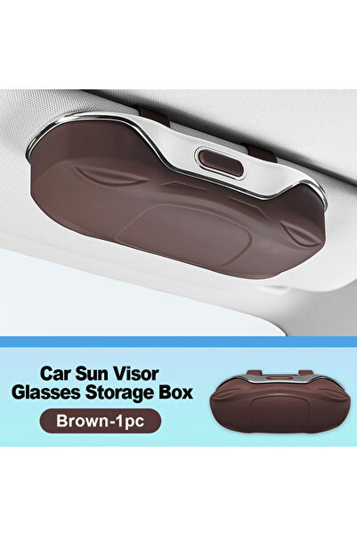 choice2 صندوق نظارات سيارة بني اللون، حامل نظارات شمسية محمول للسيارة، حامل ن...