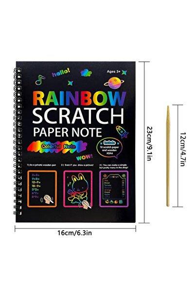 Choice دفتر ملاحظات أسود بنقشة قوس قزح لكتاب فنون الأطفال، ورق فني أسود بنقشة...