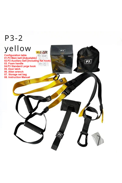 Choice P3-2 Yellow 1Set Suspension Training Strap Fitness Strength Power Susp...