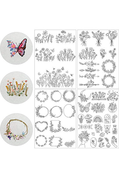 Choice 4 Sheets 4 Sheets Water Soluble Stabilizer Embroidery Pattern, Sticky ...