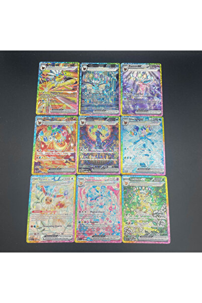 BANDAI 9Pcs 9Pcs/Set PTCG Eeveelution Sv8A English Version DIY Self-made Umbr...