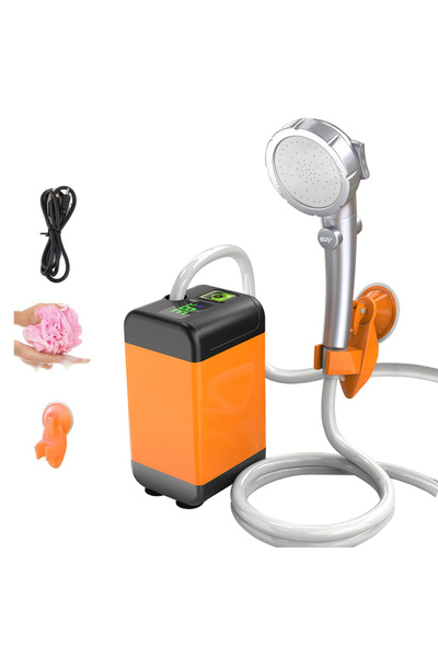 Choice مضخة دش تخييم خارجية حمراء مزودة بشاشة عرض رقمية ذكية، دش تخييم كهربائ...