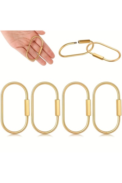 Choice1 4 حلقات مفاتيح ذهبية من النحاس الأصفر مع مشابك لولبية - منظم سلسلة مف...