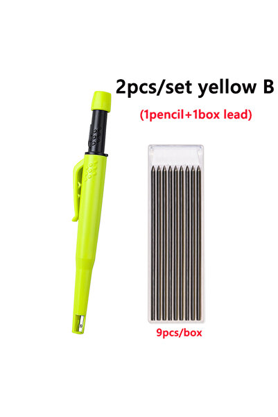 Choice 2pcs yellow B Woodworking Pencil Set 2.8mm Deep Hole Mechanical Pencil...