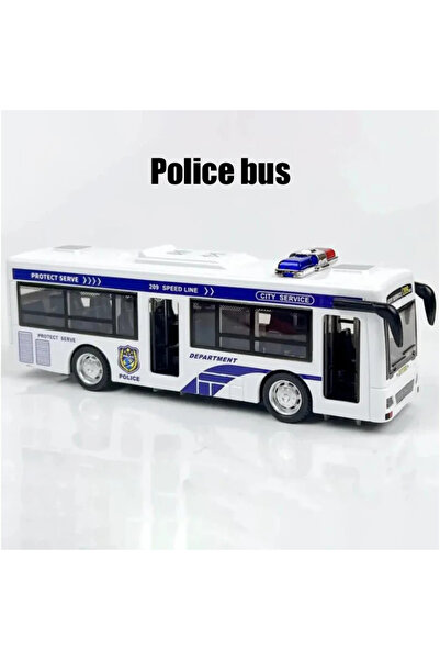 Choice3 police white Children's Police Bus Model with Lights Sound Simulate I...