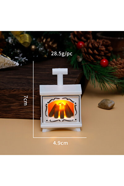 Choice مدفأة مصغرة بيضاء لبيت الدمى، موقد متوهج، نموذج لمنزل، أثاث، مطبخ، ديك...