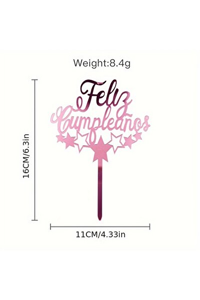 choice2 pink 1pc Spanish Acrylic Birthday Cake Insertion Birthday Party Cake ...