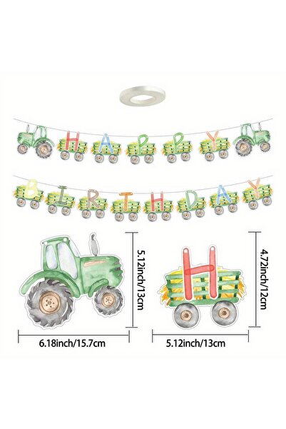Choice 1set banner 1Set Carton Banner Green Farm Tractor Banners For Kids Far...
