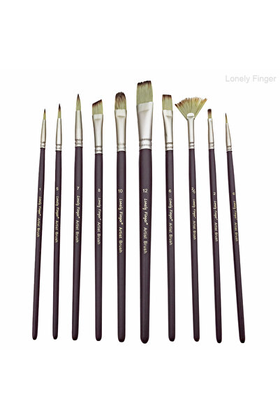 Choice 10pcs Drak Brown 10pcs Professional Paint Brush Set – Synthetic Nylon ...